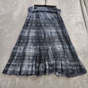 Cute Options Maxi Boho Skirt L Earthy Festival Open Crochet Tier Fold Over Waist